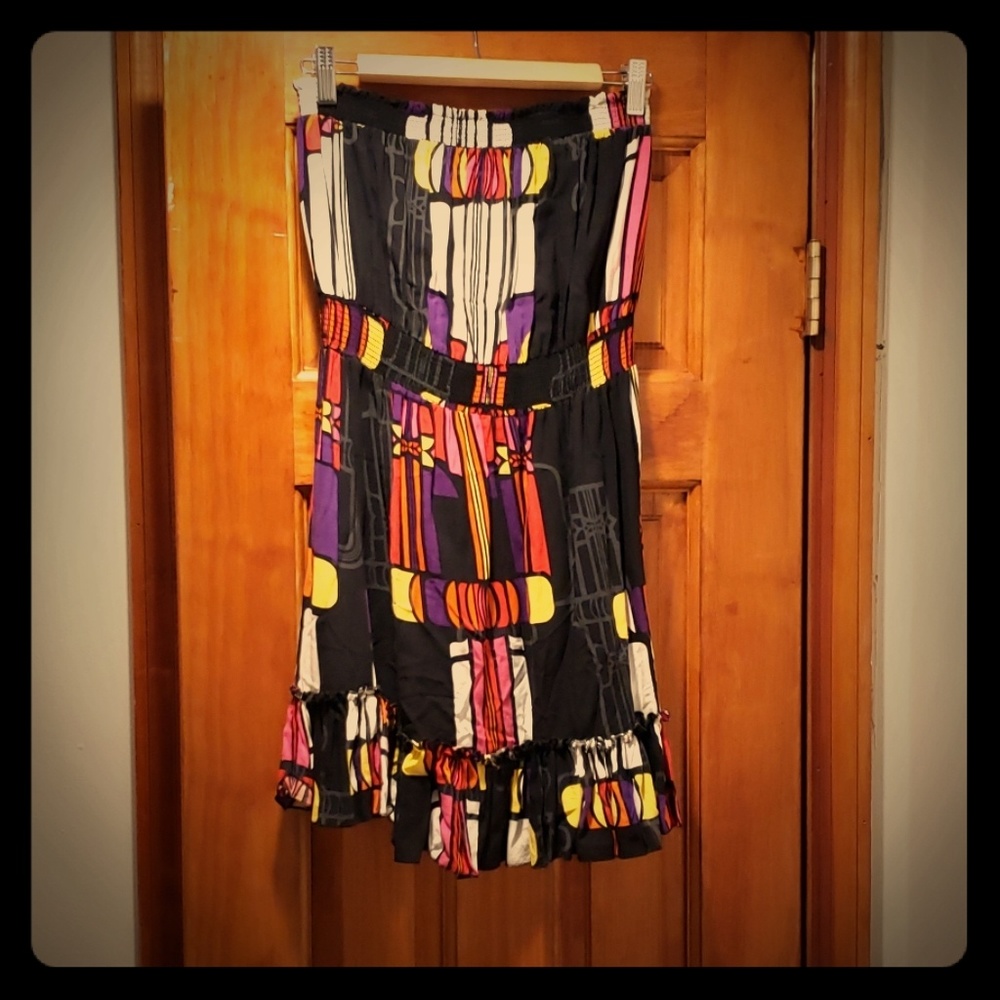 NWOT Colorful Strapless Dress